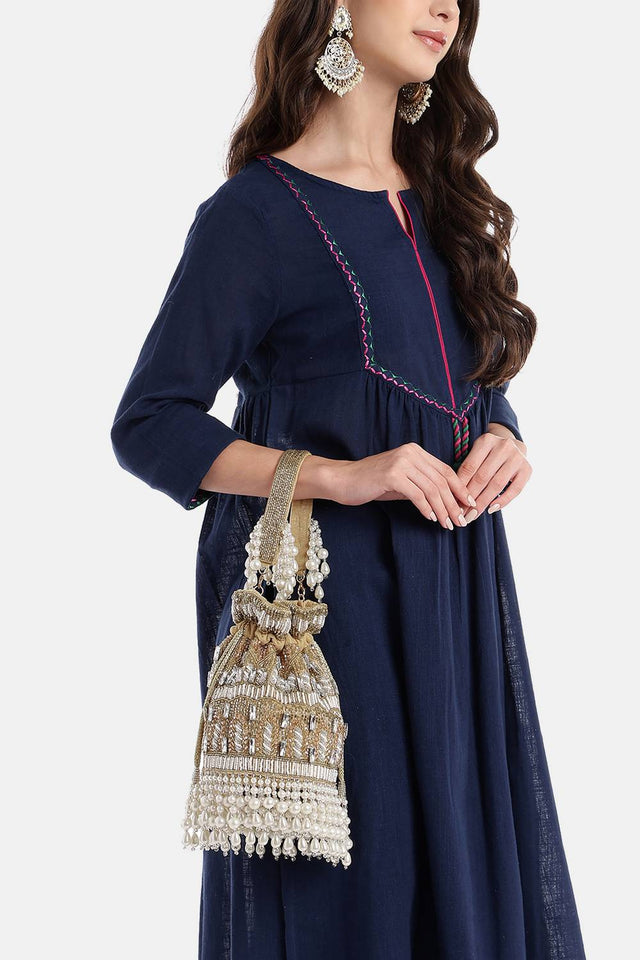 Brown Ornate Embellished Velvet Potli