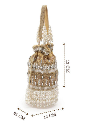 Brown Ornate Embellished Velvet Potli