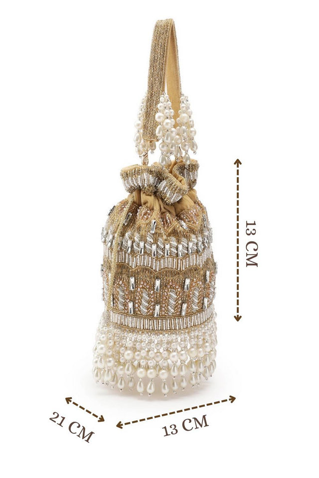 Brown Ornate Embellished Velvet Potli