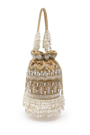 Brown Ornate Embellished Velvet Potli