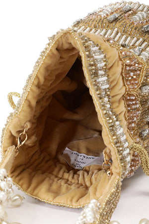 Brown Ornate Embellished Velvet Potli