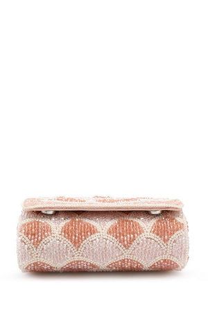 Pink Floral Crystal Beaded Velvet Clutch