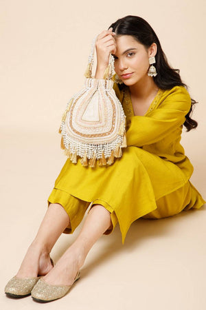 Multi Color Beads Embossed Velvet Potli