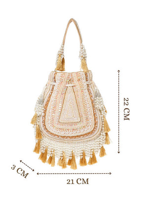 Multi Color Beads Embossed Velvet Potli