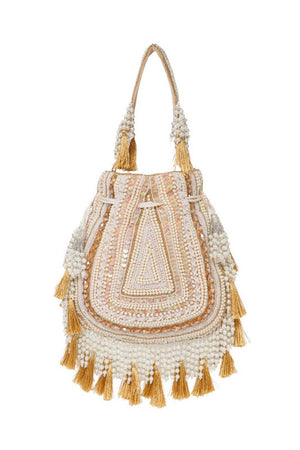 Multi Color Beads Embossed Velvet Potli