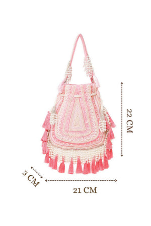 Multi Color Beads Embossed Velvet Potli