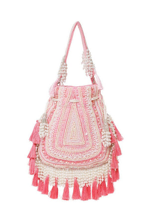 Multi Color Beads Embossed Velvet Potli