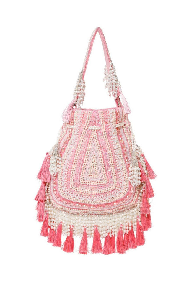 Multi Color Beads Embossed Velvet Potli