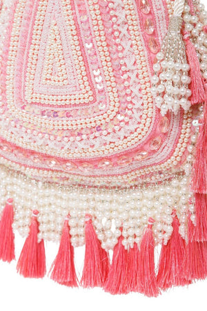 Multi Color Beads Embossed Velvet Potli