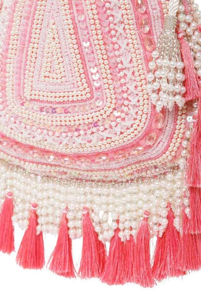 Multi Color Beads Embossed Velvet Potli