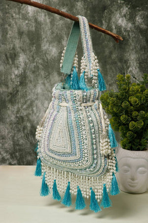 Multi Color Beads Embossed Velvet Potli