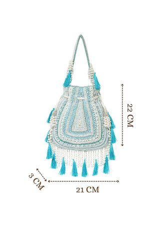 Multi Color Beads Embossed Velvet Potli