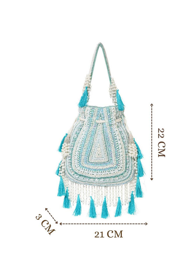 Multi Color Beads Embossed Velvet Potli