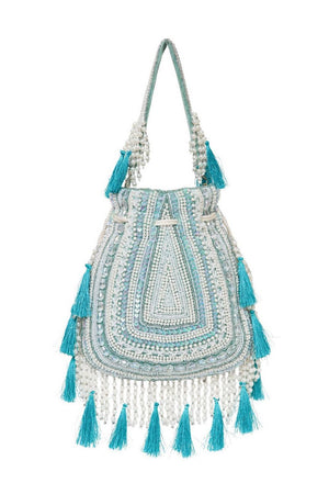 Multi Color Beads Embossed Velvet Potli