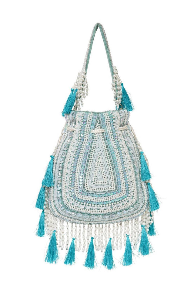 Multi Color Beads Embossed Velvet Potli