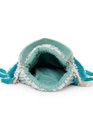 Multi Color Beads Embossed Velvet Potli