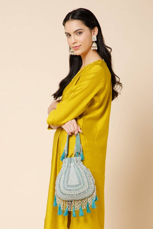 Multi Color Beads Embossed Velvet Potli