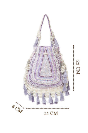 Multi Color Beads Embossed Velvet Potli