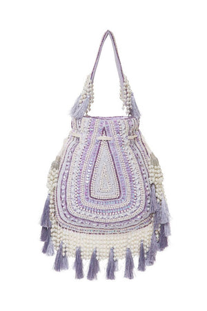 Multi Color Beads Embossed Velvet Potli