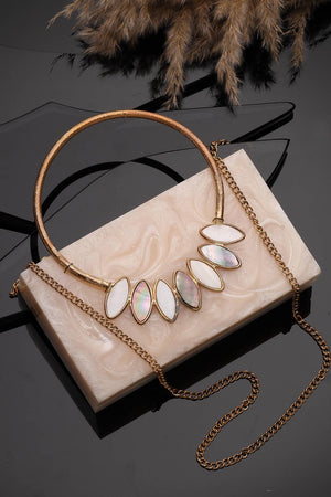 Multi Color Stone Embossed Resin Clutch