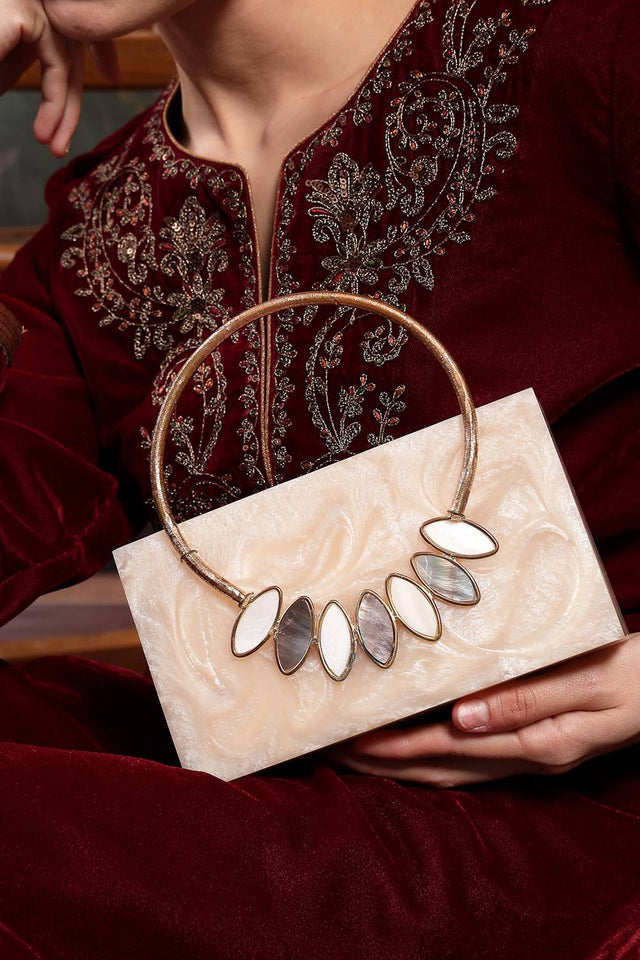 Multi Color Stone Embossed Resin Clutch