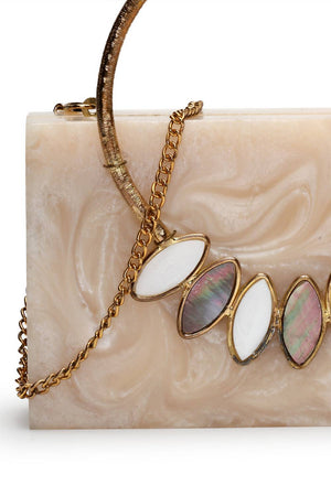Multi Color Stone Embossed Resin Clutch