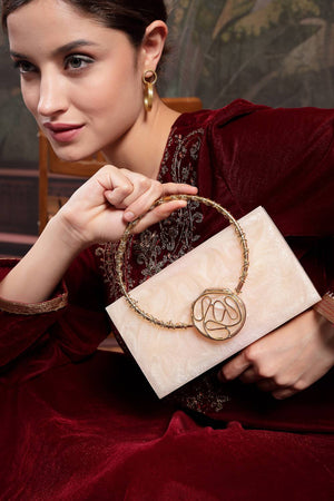 Multi Color Stone Embossed Resin Clutch