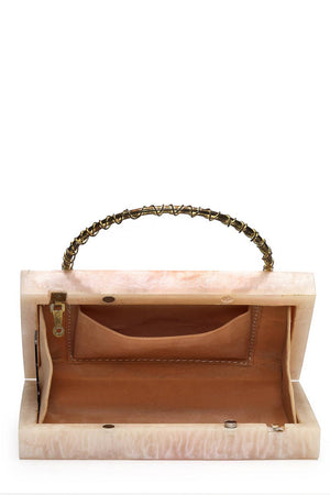 Multi Color Stone Embossed Resin Clutch