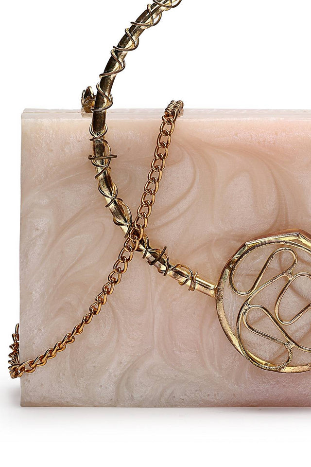 Multi Color Stone Embossed Resin Clutch