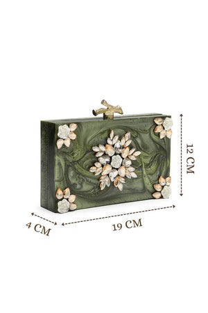 Multi Color Stone Embossed Resin Clutch