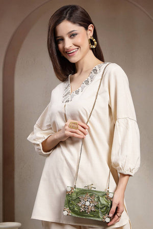 Multi Color Stone Embossed Resin Clutch