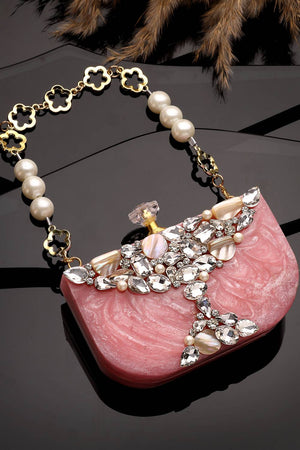 Multi Color Stone Embossed Resin Clutch (ADCL5047A)