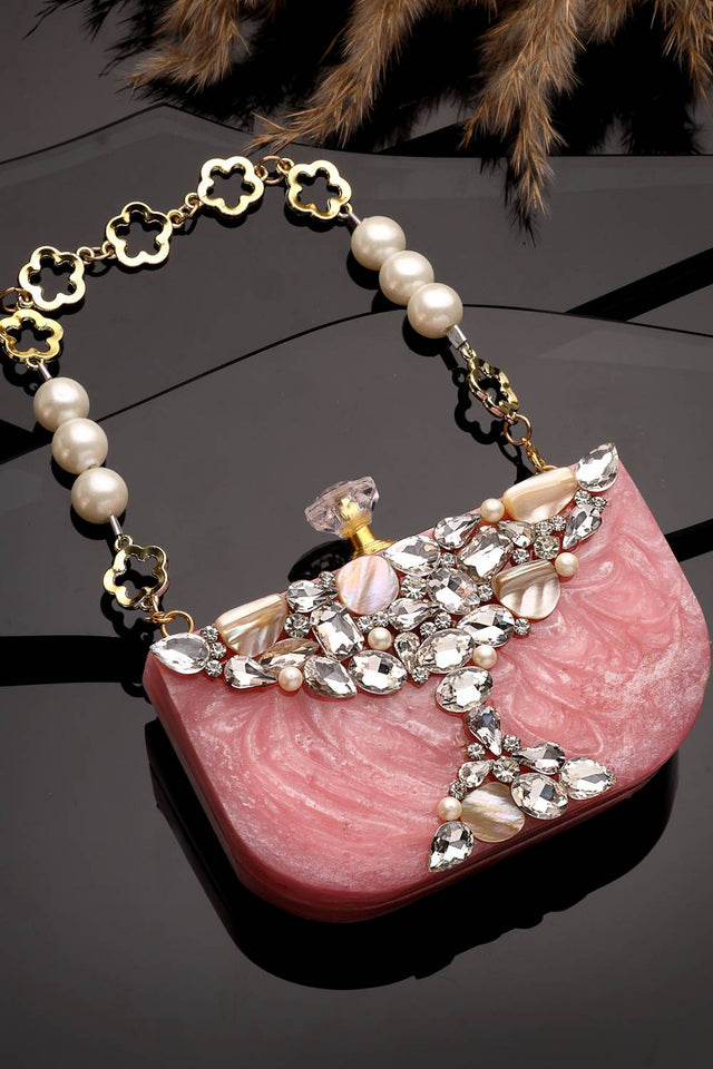 Multi Color Stone Embossed Resin Clutch (ADCL5047A)