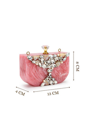 Multi Color Stone Embossed Resin Clutch (ADCL5047A)
