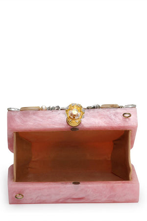 Multi Color Stone Embossed Resin Clutch (ADCL5047A)