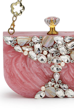Multi Color Stone Embossed Resin Clutch (ADCL5047A)