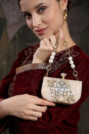 Multi Color Stone Embossed Resin Clutch (ADCL5048A)