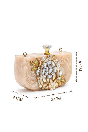 Multi Color Stone Embossed Resin Clutch (ADCL5048A)