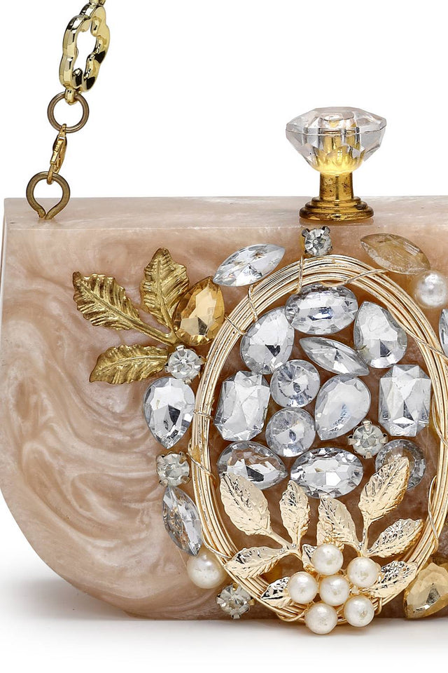 Multi Color Stone Embossed Resin Clutch (ADCL5048A)