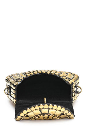 Multi Color Embellished Metal Clutch (ADCL5049A)