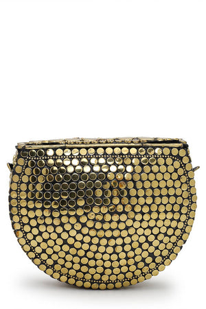 Multi Color Embellished Metal Clutch