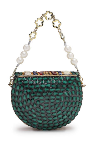 Multi Color Embellished Metal Clutch (ADCL5051A)