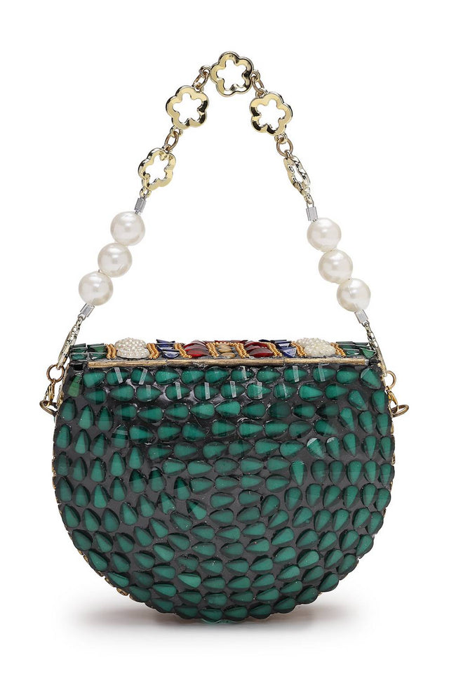 Multi Color Embellished Metal Clutch (ADCL5051A)