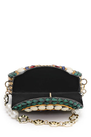 Multi Color Embellished Metal Clutch (ADCL5051A)