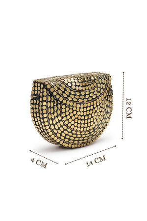Gold Embellished Metal Clutch