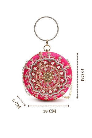 Multi Color Peal Embossed Faux Silk Clutch