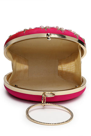 Multi Color Peal Embossed Faux Silk Clutch