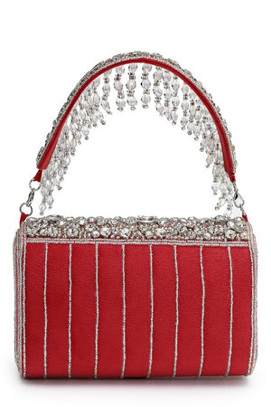 Multi Color Stone Embossed Suede Clutch (ADCL7205A)