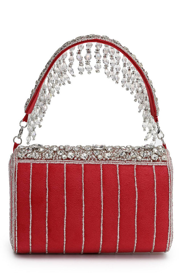Multi Color Stone Embossed Suede Clutch (ADCL7205A)