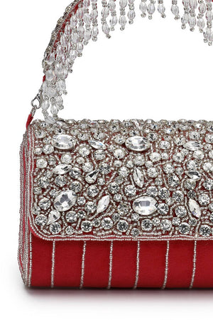 Multi Color Stone Embossed Suede Clutch (ADCL7205A)